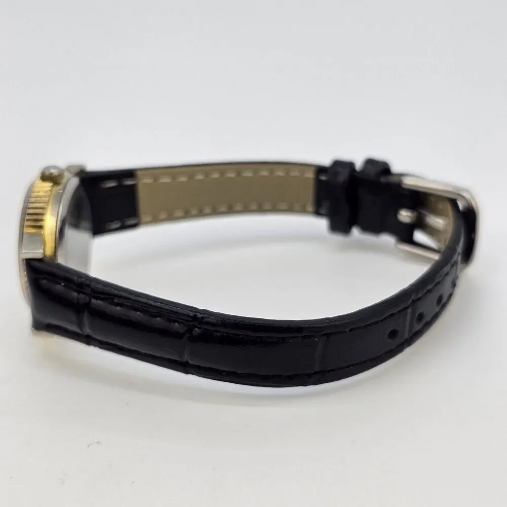 VTG Pierre Nicol Women Watch 24MM Cream Dial New Black Leather Bands New Battery